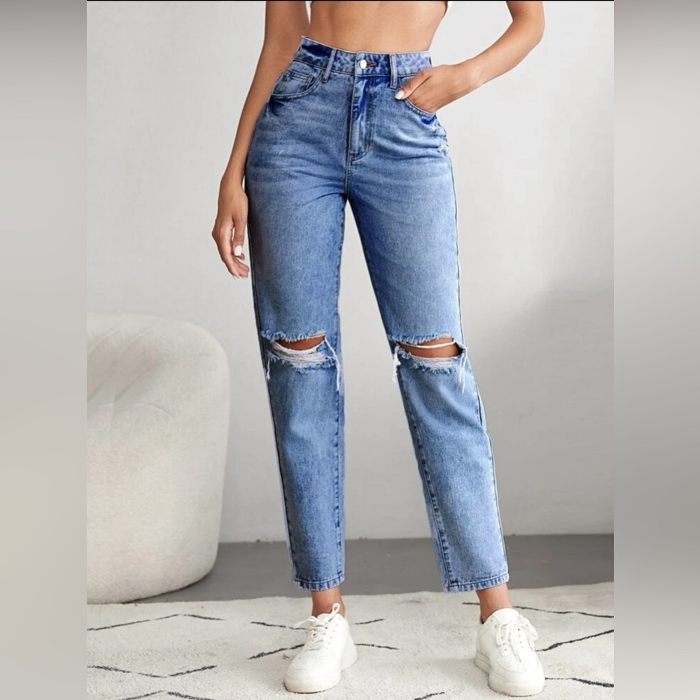 Tall High Waist Ripped Mom Jeans